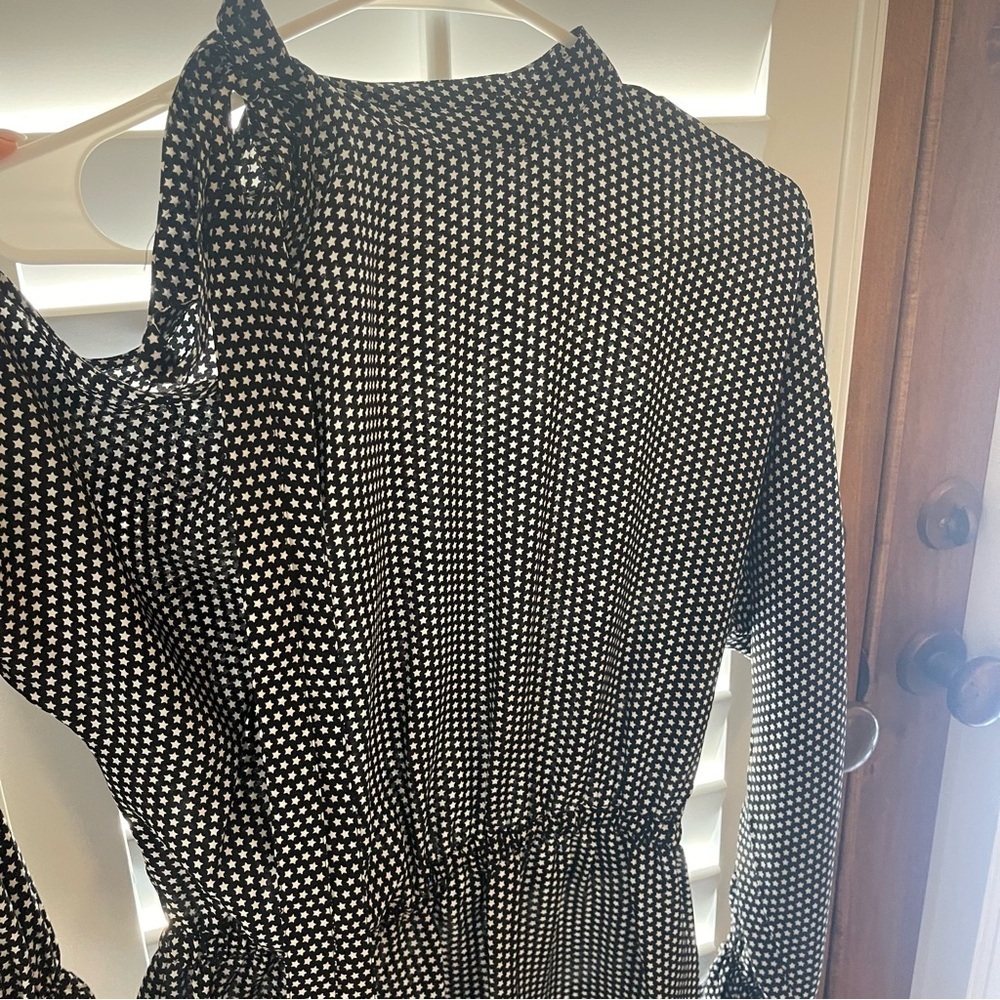 Robert Rodriguez Star Print Cold Shoulder Silk Dress, Small - Picture 10 of 15